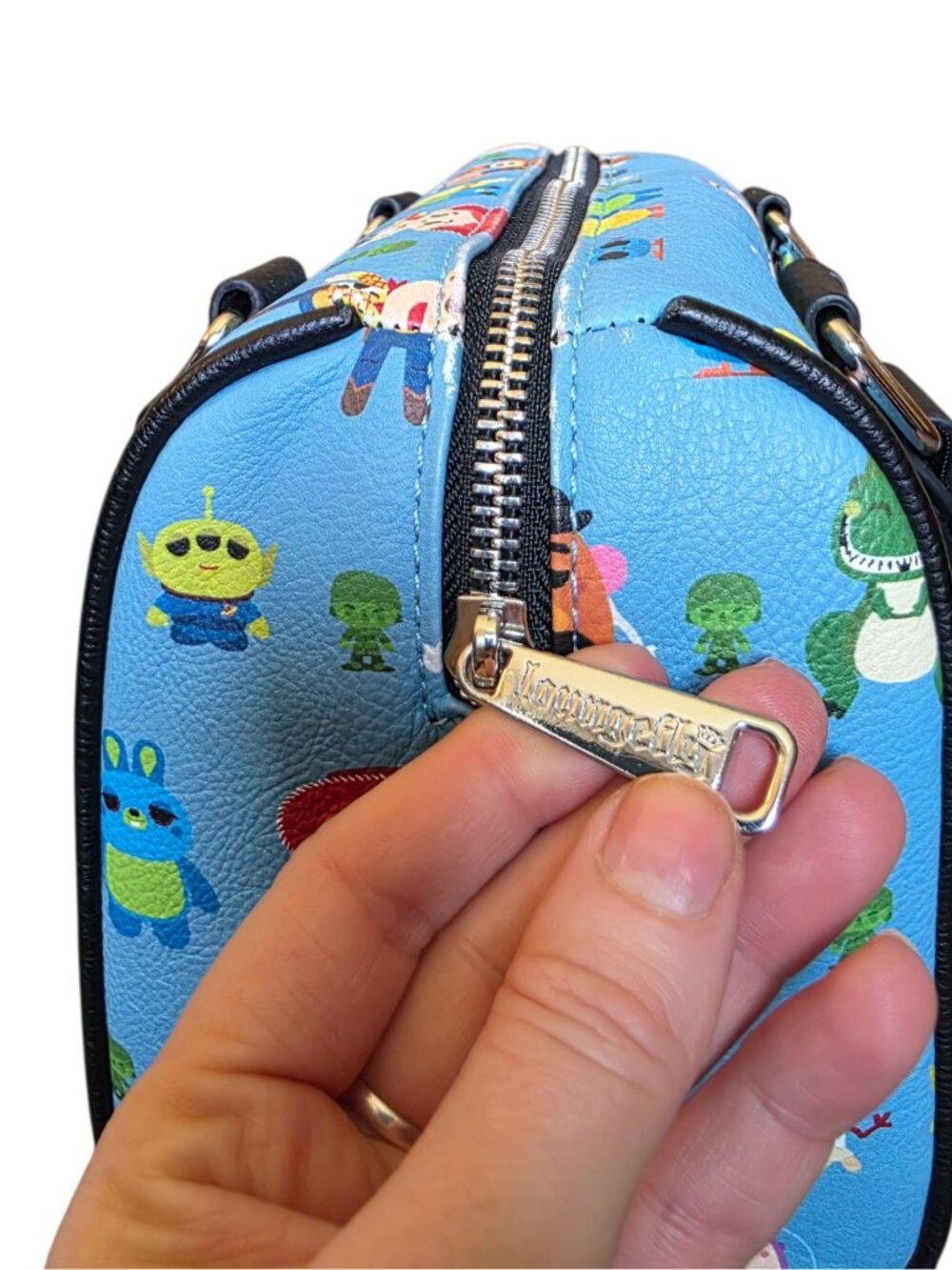 Loungefly Disney Pixar Toy Story Chibi Duffle Satchel Bag Blue Allover Print - Picture 5 of 16